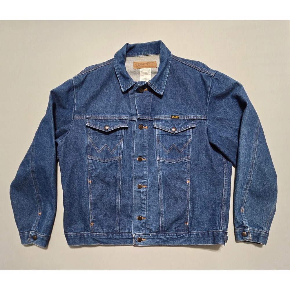 Wrangler Denim Jacket Mens XL Blue Trucker Western Cowboy Cotton Button Snap